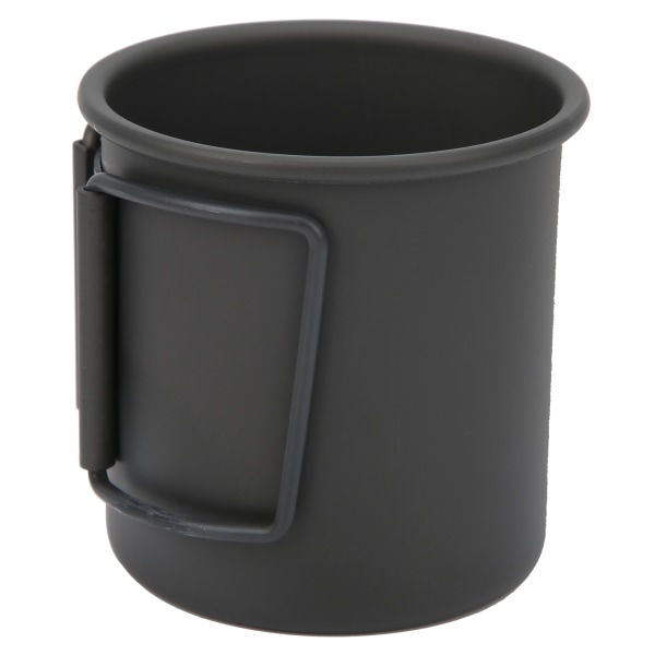 Utendørs camping drikkekopp med sammenleggbart håndtak Kaffekrus i aluminiumslegering Svart