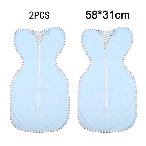2-pakke svøbtæpper til dramatisk forbedret babysøvn i lyseblå, størrelse S