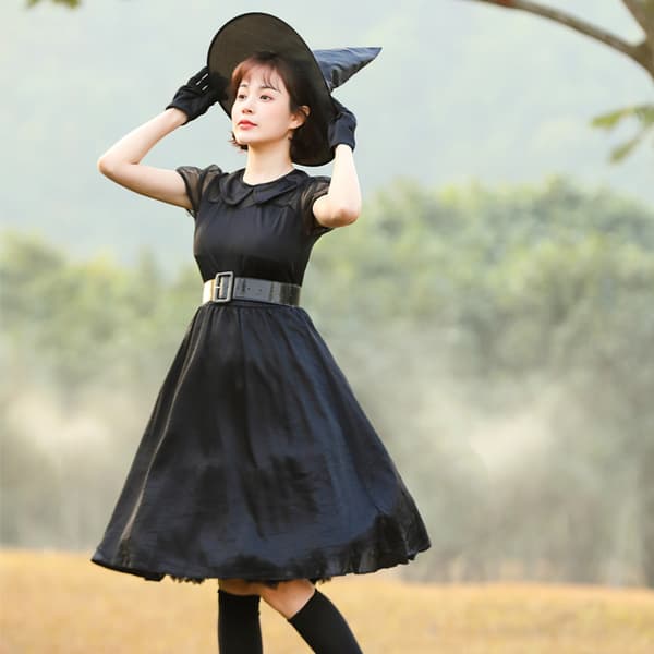 Halloween cosplay sort mesh hekse cosplay forælder-barn makeup
