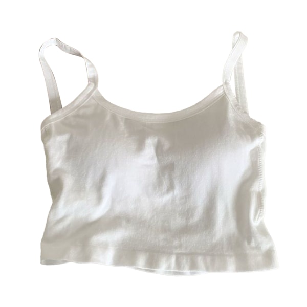 Dam Tanktop med Korsrygg, Slim Fit, Vadderad, Spaghettiband, Hål i Ryggen, Elastisk, Enfärgad, Sommar, Vit, Fri Storlek (39,9-57,7 kg)