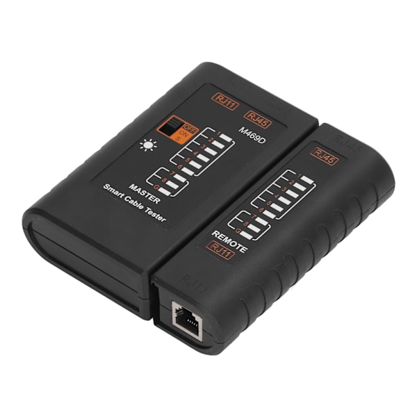 Nettverkskabeltester LED ABS Nøyaktig deteksjon Bærbar LAN-kabeltester Svart RJ45 RJ11