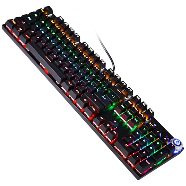 Mekaniskt tangentbord 2-färgs injektion 104 tangenter 9 ljuseffekter Rattversion Svarta datortillbehör