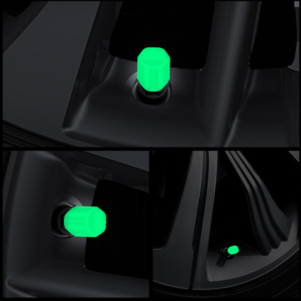 4 st Fluorescerande Däckventilhylsor Självlysande Cool Universal för Bil Motorcykel