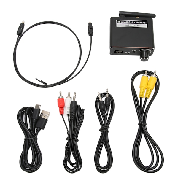 D18 3-i-1 Ljudomvandlare Bluetooth 5.0 Mottagare HiFi Digital till Analog Ljudadapter med USB-Port
