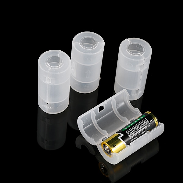 4 Pakke AA til størrelse C Batteriadaptere Holder Switcher Converter Cases Box Hvid