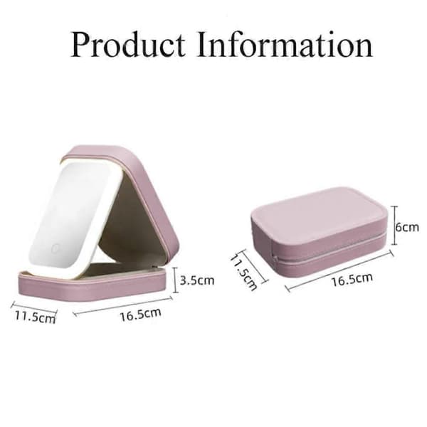 Mini Rejse LED Makeup Spejl med Kosmetikpose