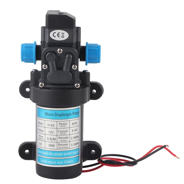 12V 80W Självsugande Elektrisk Högtrycks Mikromembranvattenpump Biltvätt Tryckomkoppling