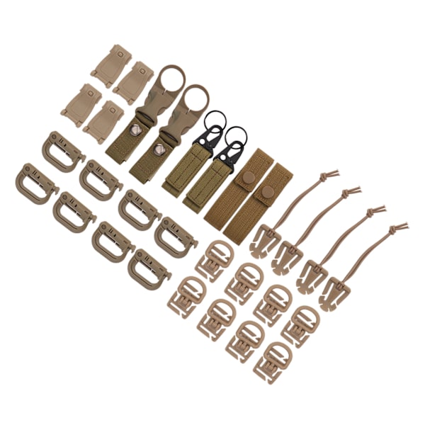 30 st Molle Tillbehör D Spänne Ryggsäck Spänne Nylon Ribbon Ryggsäck Tillbehör för picknick Camping Resor Jordfärg