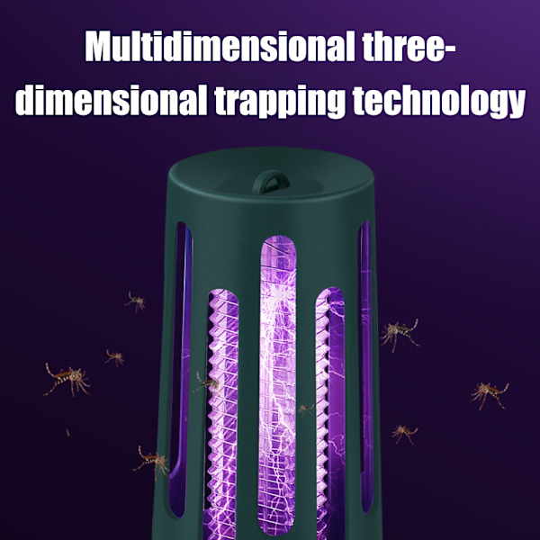 Bug Trap USB ladattava 360° hyttystenkarkotin LED-lyhty sisä- ja ulkokäyttöön, kotiin, puutarhaan, terassille ja leirintään