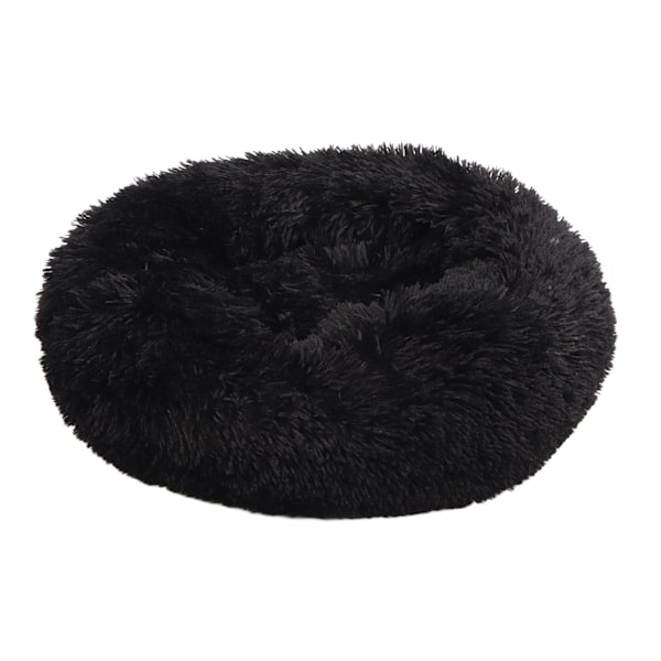 Kæledyrseng Multifunktionel Sød Rund Varmt Behagelig Blød Plys Vaskbar Katteseng Måtte til Katte Hunde Kæledyr Sort Ydre Diameter 50cm/19.7in