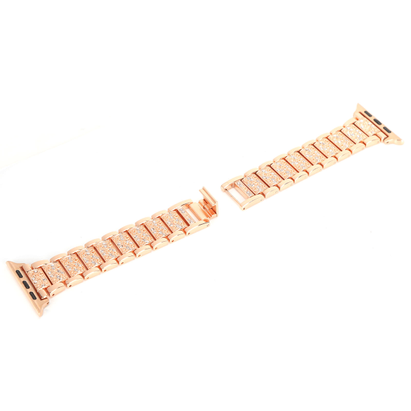 Urrem Fuld Rhinestones Rem Metal Armbånd Udskiftning Kompatibel til IOS Ur 42mm/44mm Rose Gold