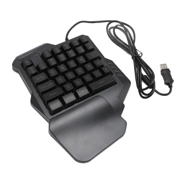 Enhandsspeltangentbord 7-färgs RGB-bakgrundsbelysning Ergonomisk 35 tangenter Bärbar minispeltangentbord med handledsstöd för PC-spelare