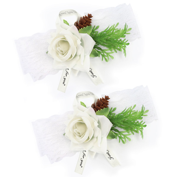 2 st brudnäbb silke handledsblomma bröllop corsage bröllopsceremoni dekoration tillbehör vit