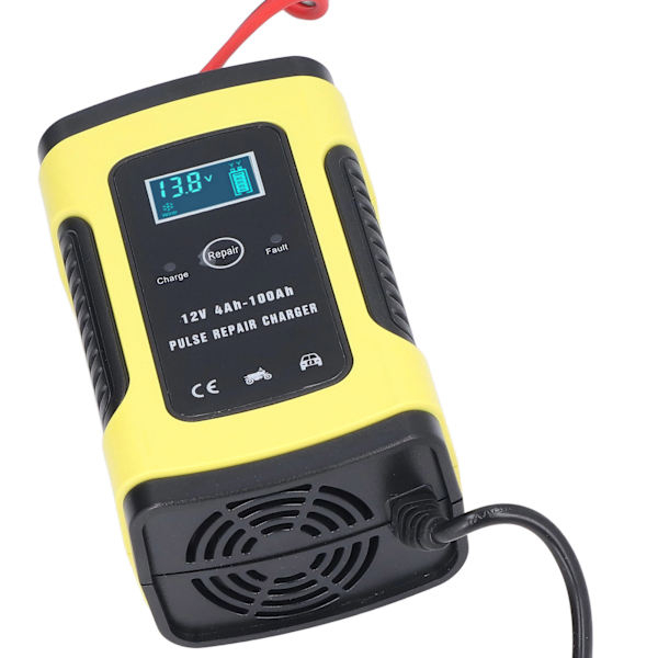 Bilbatterioplader 12V 6A Støjsvag Køleventilator Bil Automatisk Batterioplader til 4Ah til 100Ah Lastbiler Motorcykler Tricykler