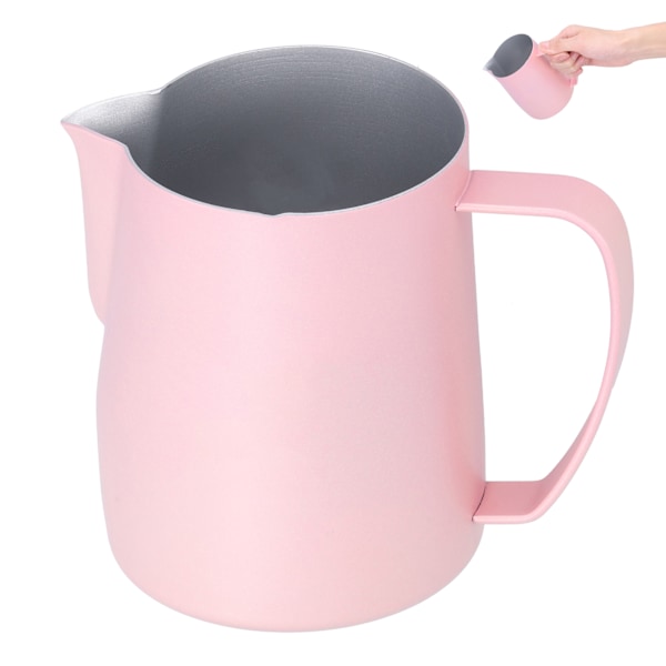 Melkeskummerkopp 304 Rustfritt Stål Tykk Kaffe Latte Melkekanne 600ml Rosa