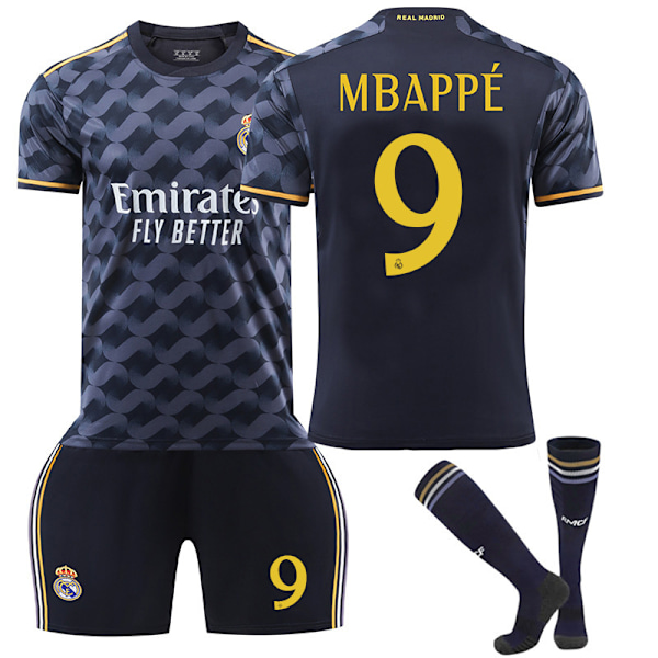 2324 Real Madrid vieraspaita Sininen No. 9 Mbappe paita jalkapalloasu No. 9 Mbappe #2XL(185-195 cm)