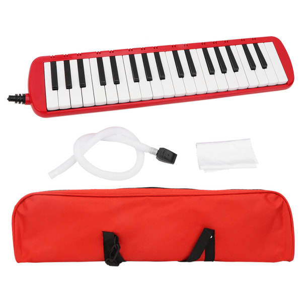 37 klavertangenter Melodica musikinstrument for begyndere med bæretaske (rød)