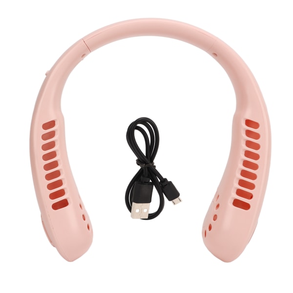 Bærbar halsvifte USB oppladbar komfortabel kjøling Bladløs halsvifte for sommer utendørs reise Rosa