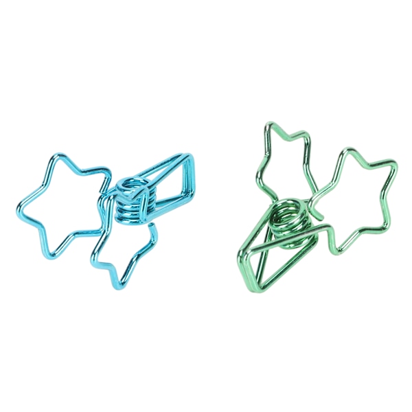 100 st Star Binder Clips Stark klämkraft Söt tecknad robust metallpappersklämmor för konto Blågrön