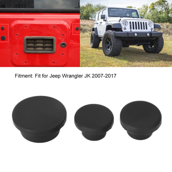 3 stk. Gummihætte til bagklap til Jeep Wrangler JK 2007 2017 Biltilbehør