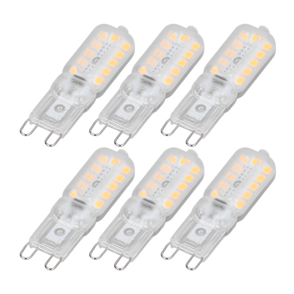 6 kpl G9 LED-lamppua 5W Läpinäkyvä Kansi 22LED Himmennettävä G9 Lamppu Kattovalaisimeen Seinävalaisimeen Pöytävalaisimeen Lämmin Valkoinen 220-240V
