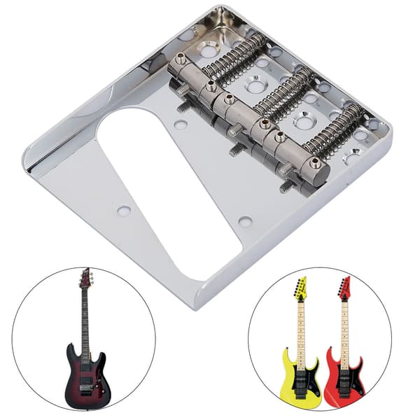 Kvalitetsmetall 3 strängar TL Elgitarr Stall Bakstycke Del Set Tillbehör Silver