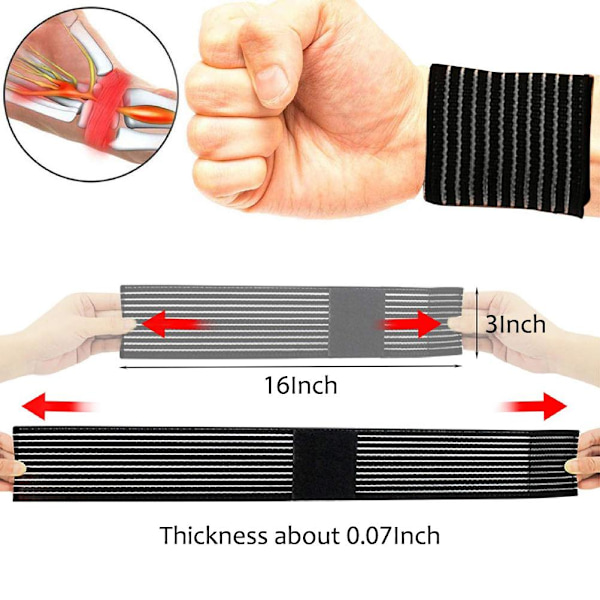 2 stk håndledsbøjle Håndledsbind til mænd og kvinder Håndstøttebånd Armbånd til vægtløftning Tennis Fitness