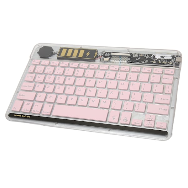10 tum Transparent Trådlöst Bluetooth-tangentbord Multi-enhetsanslutning Bakgrundsbelysning Ultratunt Tabletttangentbord för Bärbara datorer Telefoner Rosa