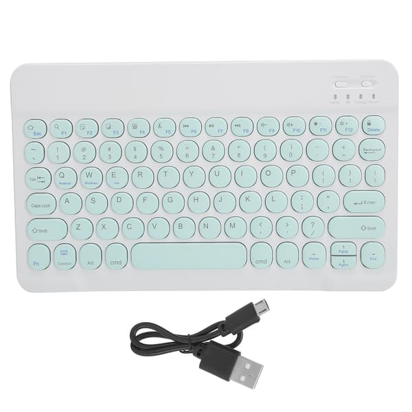Trådløst Bluetooth-tastatur til tablet, smartphone, computer, rund tastehætte, 10 tommer, lysegrøn