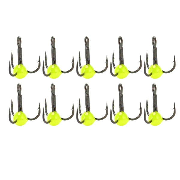 10 kpl / set Kalastus Treble Hook High Carbon Steel Korroosionkestävyys Kalastusuhe Väripora Koukku Keltainen