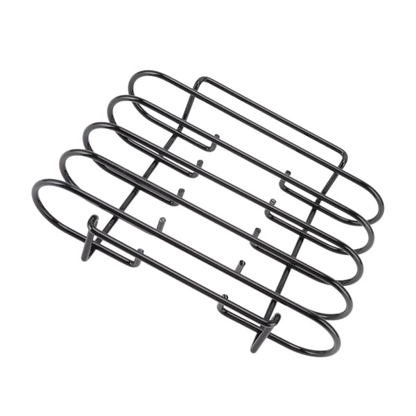 Rib Rack 4 rækker kapacitet kompakt bærbart jernmateriale sort holdbart genanvendeligt grillstativ til camping