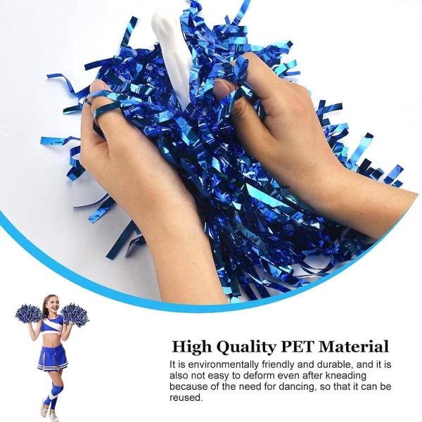 Cheerleader Pompoms - 12 stykker, metallisk folie, blomsterhånddesign