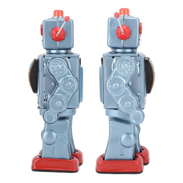 Metalblik Robotlegetøj Retro Elektrisk Roterende Figurer Model Voksenkollektion Børnegave Blå