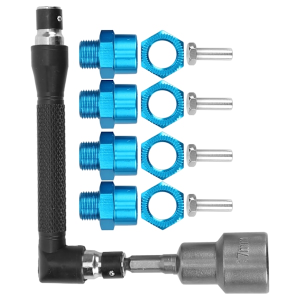12 mm till 17 mm hjulsexnavskonverteringsadapter Set för 1/10 1/8 RC-bilar Blå