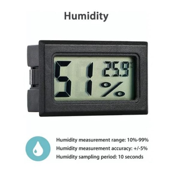 Digitalt display termometer sort ABS nøjagtig anti-stød elektronisk vandtemperaturmåler
