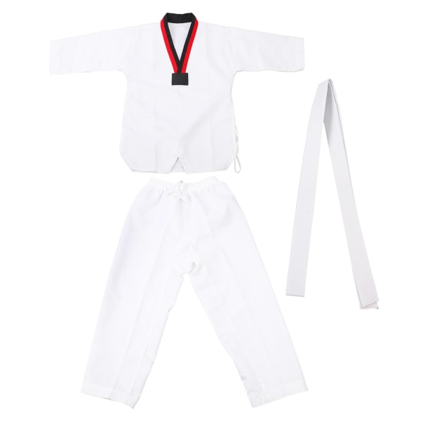 Taekwondo uniform stripete modell polyester bomull med belte kampsport treningsklær for nybegynnere idrettsutøvere Practice XL