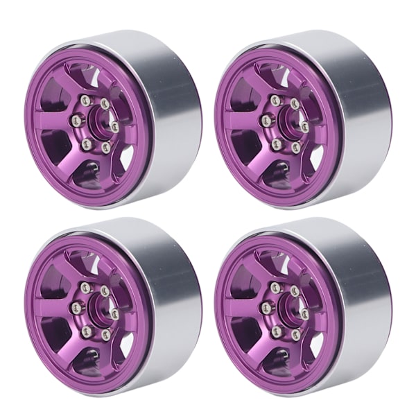 4 ST RC hjulnav set aluminiumlegering CNC RC hjul fälgnav för 1,9 tum däck slitbana lila