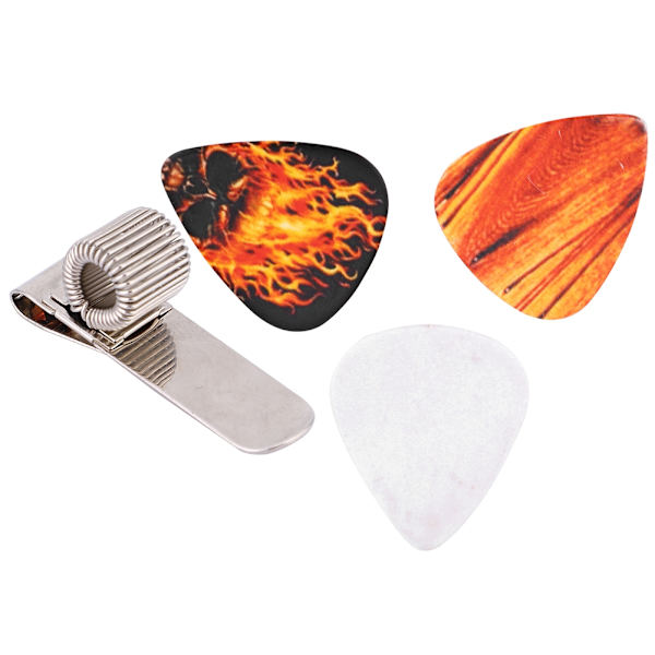 Guitar Pick Holder Clip Metall Pick Holder Clip med 3 st Clip för gitarrspelare