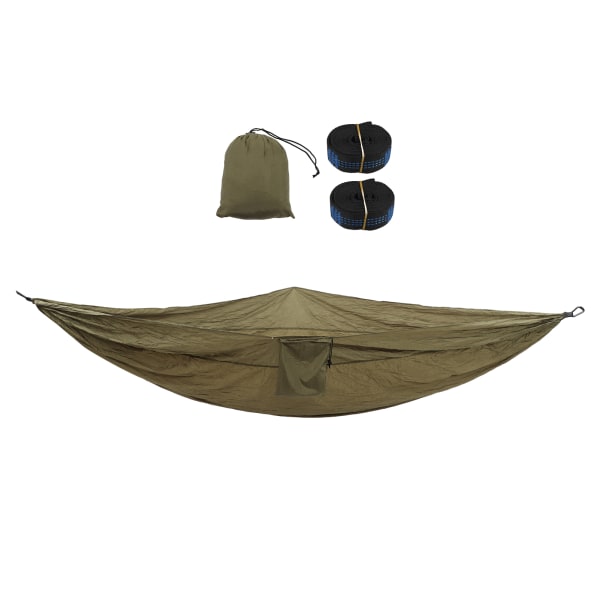 Double Hammock 210t Nylon Camping Swing karabiiniterässoljella ulkokäyttöön oliivinvihreälle