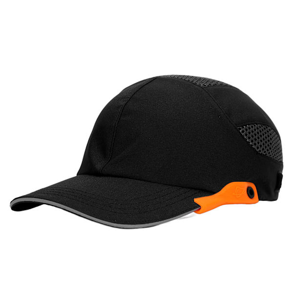 Stødabsorberende Baseball Hjelm med Skygge - Åndbar, Justerbar Beskyttelse til Sport og Arbejde - Sort med Orange Kant