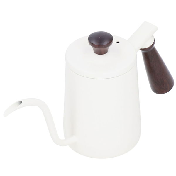 Bärbar kaffekanna i rostfritt stål med trähandtag Lång gåshals pip Cafe KettleVit 700ml