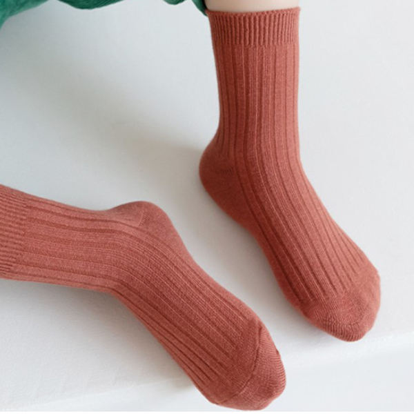 5 Par Barnstrumpor i Mid-Kalv, Kamgarn Bomull, Mjuka och Bekväma, Hållbara, Enfärgade, Toddler Crew Socks för Hösten