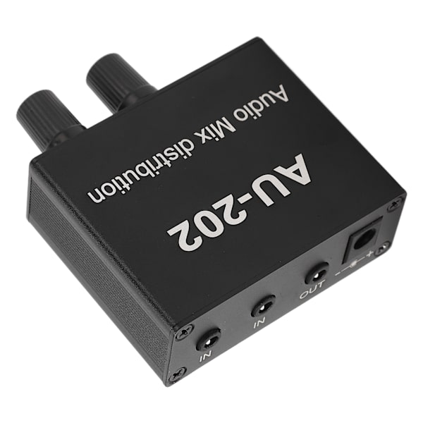 Stereo Mixer Audio Distributor 2 Input 2 Output 3,5 mm Jack Plug and Play Aluminiumlegering Audio Mix Forstärkare