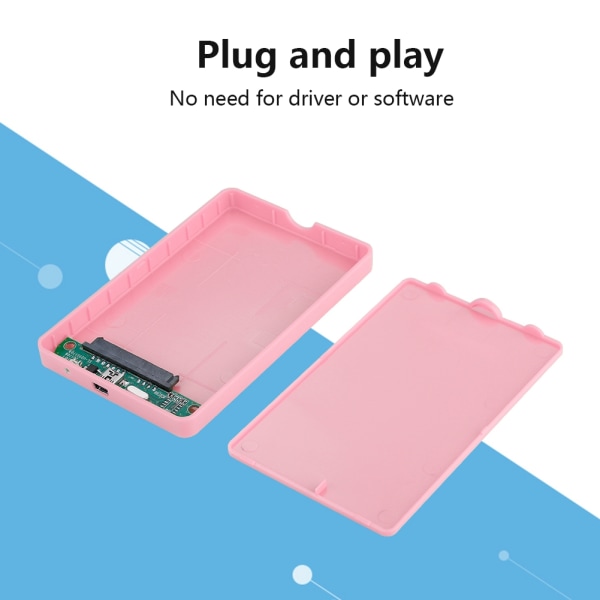 2,5 tommer SATA SSD eksternt kabinet USB 2.0 harddisketuiet (pink)