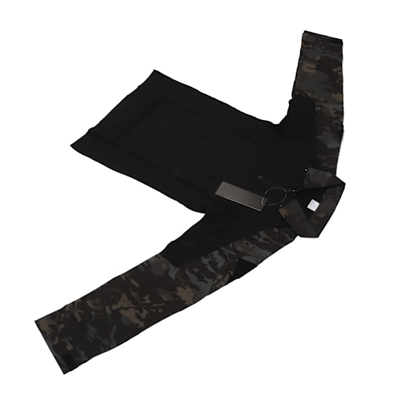 Combat Shirt Langærmet Lynlås Unisex Bomuld Polyester Åndbar med Albuebeskytter Skulderlomme Combat Beklædning til Cosplay Camo Sort M