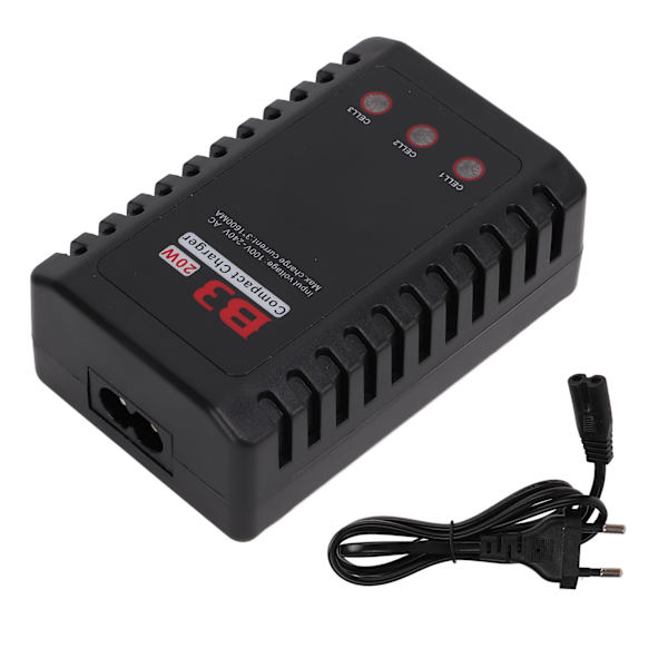 HotRC B3 Balance Lader Effektiv Varmeafledning Auto Sluk HotRC B3 Lipo Batteri Lader EU Stik 100‑240V