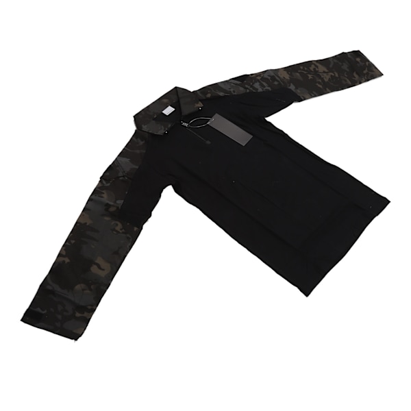 Combat Shirt Långärmad Dragkedja Unisex Bomull Polyester Andningsbar med Armbågsskydd Axel Ficka Combat Kläder för Cosplay Camo Svart M