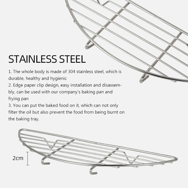 Lille halvrund kølerist 304 rustfrit stål grillrist madkølerist madsigter anti-skoldning grillrist