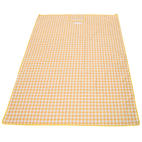 Piknikteppe 197x144cm Vanntett Foldbar Bærbar Borrelåsdesign Utendørs Piknikmatte Campingteppe Gult Rutete
