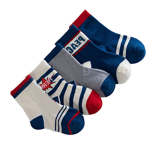 Toddler Crew Socks med Cartoonfigurer - Kammat Bomull Mjuka Elastiska Andningsbara Barn Högstrumpor för Vår Höst M 25 till 28 EU Storlek för 3 till 5 År Gammal